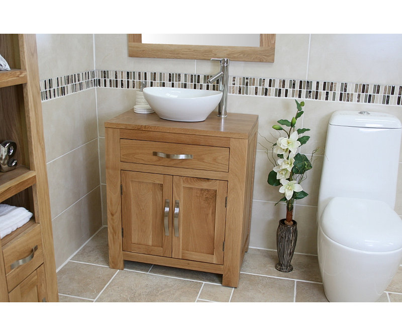 Belfry Bathroom Asenath Solid Oak 700mm Free-standing Vanity Unit ...